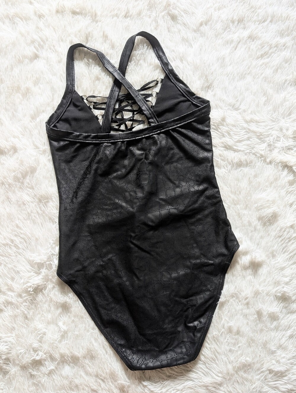 Blackmilk A Lot of Croc Lace Up Corset Faux Leather Crocodile Bodysuit Medium - Picture 8 of 14